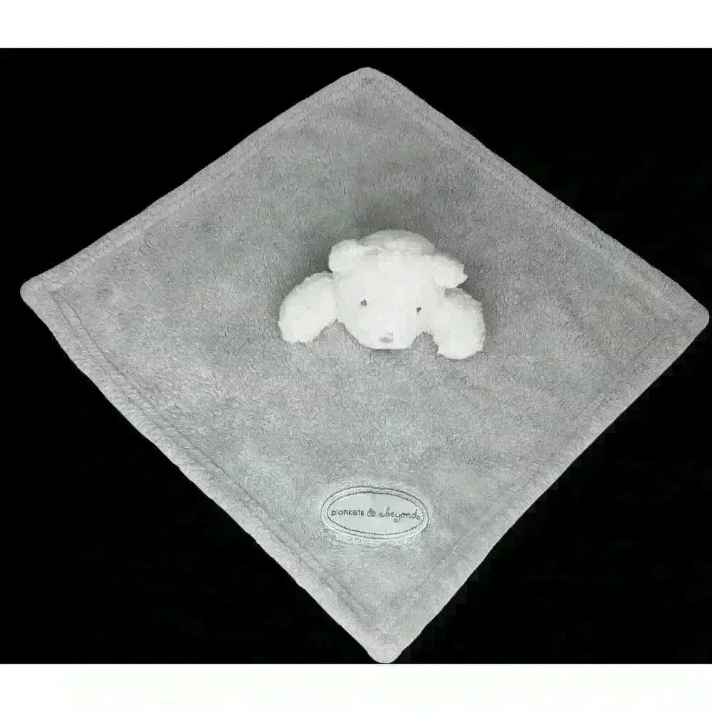Blankets and Beyond plush bear lovey security blanket gray white